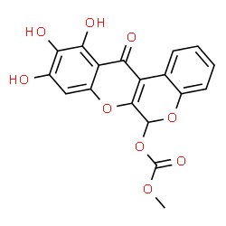 ChemSpider 2D Image | Methyl 9,10,11-trihydroxy-12-oxo-6,12-dihydrochromeno[3,4-b]chromen-6-yl carbonate | C18H12O9