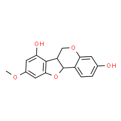 ChemSpider 2D Image | 9-Methoxy-6a,11a-dihydro-6H-[1]benzofuro[3,2-c]chromene-3,7-diol | C16H14O5