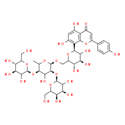 ChemSpider 2D Image | alpha-L-erythro-Hexopyranosyl-(1->2)-[beta-D-threo-hexopyranosyl-(1->4)]-6-deoxy-alpha-L-erythro-hexopyranosyl-(1->6)-(1S)-1,5-anhydro-1-[5,7-dihydroxy-2-(4-hydroxyphenyl)-4-oxo-4H-chromen-8-yl]-D-thr
eo-hexitol | C39H50O24