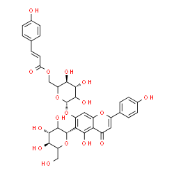 ChemSpider 2D Image | (1S)-1,5-Anhydro-1-[5-hydroxy-2-(4-hydroxyphenyl)-7-({6-O-[(2E)-3-(4-hydroxyphenyl)-2-propenoyl]-beta-D-threo-hexopyranosyl}oxy)-4-oxo-4H-chromen-6-yl]-D-threo-hexitol | C36H36O17