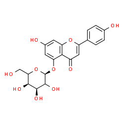 ChemSpider 2D Image | 7-Hydroxy-2-(4-hydroxyphenyl)-4-oxo-4H-chromen-5-yl alpha-L-erythro-hexopyranoside | C21H20O10