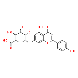 ChemSpider 2D Image | 5-Hydroxy-2-(4-hydroxyphenyl)-4-oxo-4H-chromen-7-yl alpha-L-erythro-hexopyranosiduronic acid | C21H18O11