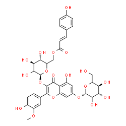 ChemSpider 2D Image | 7-(beta-D-threo-Hexopyranosyloxy)-5-hydroxy-2-(4-hydroxy-3-methoxyphenyl)-4-oxo-4H-chromen-3-yl 6-O-[(2E)-3-(4-hydroxyphenyl)-2-propenoyl]-beta-D-threo-hexopyranoside | C37H38O19