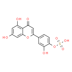ChemSpider 2D Image | 5,7-Dihydroxy-2-[3-hydroxy-4-(sulfooxy)phenyl]-4H-1-benzopyran-4-one | C15H10O9S