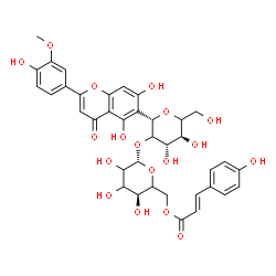 ChemSpider 2D Image | (1S)-1,5-Anhydro-1-[5,7-dihydroxy-2-(4-hydroxy-3-methoxyphenyl)-4-oxo-4H-chromen-6-yl]-2-O-{6-O-[(2E)-3-(4-hydroxyphenyl)-2-propenoyl]-beta-D-glycero-hexopyranosyl}-D-threo-hexitol | C37H38O18