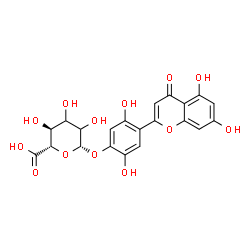 ChemSpider 2D Image | 4-(5,7-Dihydroxy-4-oxo-4H-chromen-2-yl)-2,5-dihydroxyphenyl beta-D-erythro-hexopyranosiduronic acid | C21H18O13