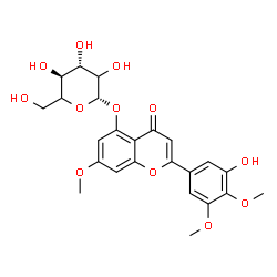 ChemSpider 2D Image | 2-(3-Hydroxy-4,5-dimethoxyphenyl)-7-methoxy-4-oxo-4H-chromen-5-yl beta-D-threo-hexopyranoside | C24H26O12