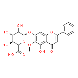 ChemSpider 2D Image | 5-Hydroxy-6-methoxy-4-oxo-2-phenyl-4H-chromen-7-yl beta-D-threo-hexopyranosiduronic acid | C22H20O11