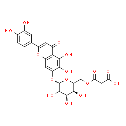 ChemSpider 2D Image | 2-(3,4-Dihydroxyphenyl)-5,6-dihydroxy-4-oxo-4H-chromen-7-yl 6-O-(carboxyacetyl)-beta-D-threo-hexopyranoside | C24H22O15