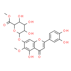 ChemSpider 2D Image | 2-(3,4-Dihydroxyphenyl)-5-hydroxy-6-methoxy-4-oxo-4H-chromen-7-yl methyl hexopyranosiduronate | C23H22O13