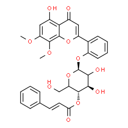 ChemSpider 2D Image | 2-(5-Hydroxy-7,8-dimethoxy-4-oxo-4H-chromen-2-yl)phenyl 4-O-[(2E)-3-phenyl-2-propenoyl]-beta-D-threo-hexopyranoside | C32H30O12
