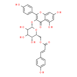 ChemSpider 2D Image | 5,7-Dihydroxy-2-(4-hydroxyphenyl)-4-oxo-4H-chromen-3-yl 6-O-[(2E)-3-(4-hydroxyphenyl)-2-propenoyl]-beta-D-threo-hexopyranoside | C30H26O13