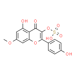 ChemSpider 2D Image | 5-Hydroxy-2-(4-hydroxyphenyl)-7-methoxy-4-oxo-4H-chromen-3-yl hydrogen sulfate | C16H12O9S