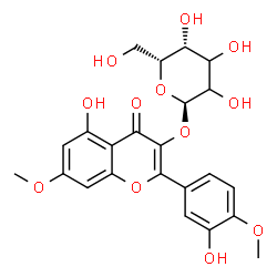 ChemSpider 2D Image | 5-Hydroxy-2-(3-hydroxy-4-methoxyphenyl)-7-methoxy-4-oxo-4H-chromen-3-yl alpha-D-threo-hexopyranoside | C23H24O12