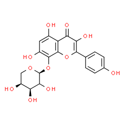 ChemSpider 2D Image | 3,5,7-Trihydroxy-2-(4-hydroxyphenyl)-4-oxo-4H-chromen-8-yl (2xi)-alpha-L-erythro-pentopyranoside | C20H18O11