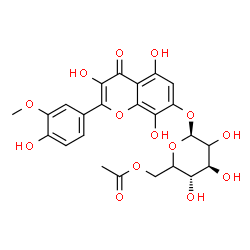 ChemSpider 2D Image | 3,5,8-Trihydroxy-2-(4-hydroxy-3-methoxyphenyl)-4-oxo-4H-chromen-7-yl 6-O-acetyl-beta-D-threo-hexopyranoside | C24H24O14