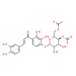 ChemSpider 2D Image | 4-[(2E)-3-(3,4-Dihydroxyphenyl)-2-propenoyl]-2,3-dihydroxyphenyl 4,6-di-O-acetyl-beta-D-threo-hexopyranoside | C25H26O13