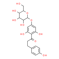 ChemSpider 2D Image | 3,5-Dihydroxy-4-[3-(4-hydroxyphenyl)propanoyl]phenyl hexopyranoside | C21H24O10