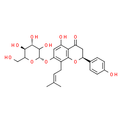 ChemSpider 2D Image | (2S)-5-Hydroxy-2-(4-hydroxyphenyl)-8-(3-methyl-2-buten-1-yl)-4-oxo-3,4-dihydro-2H-chromen-7-yl beta-D-threo-hexopyranoside | C26H30O10