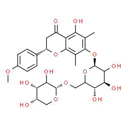 ChemSpider 2D Image | (2S)-5-Hydroxy-2-(4-methoxyphenyl)-6,8-dimethyl-4-oxo-3,4-dihydro-2H-chromen-7-yl 6-O-[(2xi)-alpha-L-erythro-pentopyranosyl]-beta-D-threo-hexopyranoside | C29H36O14