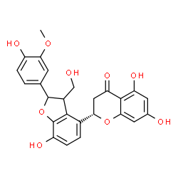 ChemSpider 2D Image | (2S)-5,7-Dihydroxy-2-[7-hydroxy-2-(4-hydroxy-3-methoxyphenyl)-3-(hydroxymethyl)-2,3-dihydro-1-benzofuran-4-yl]-2,3-dihydro-4H-chromen-4-one | C25H22O9