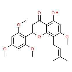 ChemSpider 2D Image | 5-Hydroxy-7-methoxy-8-(3-methyl-2-buten-1-yl)-2-(2,4,6-trimethoxyphenyl)-2,3-dihydro-4H-chromen-4-one | C24H28O7