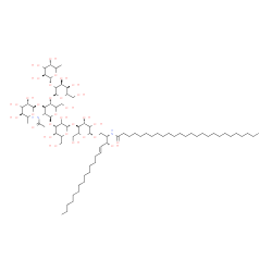 ChemSpider 2D Image | N-[(2S,3R,4E)-1-{[6-Deoxy-alpha-D-threo-hexopyranosyl-(1->3)-[6-deoxy-alpha-D-threo-hexopyranosyl-(1->2)-alpha-L-erythro-hexopyranosyl-(1->4)]-2-acetamido-2-deoxy-beta-D-threo-hexopyranosyl-(1->3)-alp
ha-L-erythro-hexopyranosyl-(1->4)-beta-D-threo-hexopyranosyl]oxy}-3-hydroxy-4-octadecen-2-yl]hexacosanamide | C82H150N2O31