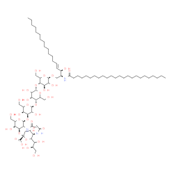 ChemSpider 2D Image | (2S,3R,4E)-3-Hydroxy-2-(tetracosanoylamino)-4-octadecen-1-yl (4xi)-5-acetamido-3,5-dideoxy-6-[(1R,2R)-1,2,3-trihydroxypropyl]-beta-L-glycero-hex-2-ulopyranonosyl-(2->3)-2-acetamido-2-deoxy-alpha-L-ery
thro-hexopyranosyl-(1->3)-alpha-L-erythro-hexopyranosyl-(1->4)-alpha-L-erythro-hexopyranosyl-(1->4)-beta-D-threo-hexopyranoside | C79H143N3O31
