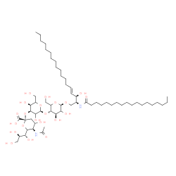ChemSpider 2D Image | (2S,3R,4E)-3-Hydroxy-2-(stearoylamino)-4-octadecen-1-yl (4xi)-5-acetamido-3,5-dideoxy-6-[(1R,2R)-1,2,3-trihydroxypropyl]-beta-L-glycero-hex-2-ulopyranonosyl-(2->3)-alpha-L-erythro-hexopyranosyl-(1->4)
-beta-D-threo-hexopyranoside | C59H108N2O21
