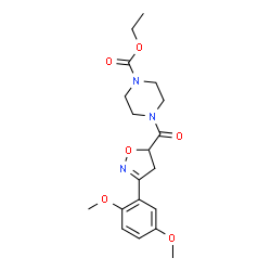 ChemSpider 2D Image | ethyl 4-{[3-(2,5-dimethoxyphenyl)-4,5-dihydroisoxazol-5-yl]carbonyl}piperazine-1-carboxylate | C19H25N3O6