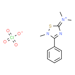ChemSpider 2D Image | N,N,2-Trimethyl-3-phenyl-1,2,4-thiadiazol-5(2H)-iminium perchlorate | C11H14ClN3O4S