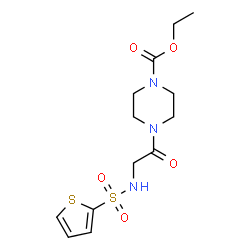 ChemSpider 2D Image | Ethyl 4-[N-(2-thienylsulfonyl)glycyl]-1-piperazinecarboxylate | C13H19N3O5S2