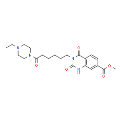 ChemSpider 2D Image | Methyl 3-[6-(4-ethyl-1-piperazinyl)-6-oxohexyl]-2,4-dioxo-1,2,3,4-tetrahydro-7-quinazolinecarboxylate | C22H30N4O5