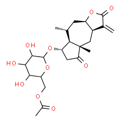 ChemSpider 2D Image | (3aR,4aS,7S,7aS,8R,9aR)-4a,8-Dimethyl-3-methylene-2,5-dioxododecahydroazuleno[6,5-b]furan-7-yl 6-O-acetylhexopyranoside | C23H32O10