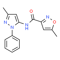 ChemSpider 2D Image | 5-methyl-N-(5-methyl-2-phenyl-3-pyrazolyl)-3-isoxazolecarboxamide | C15H14N4O2