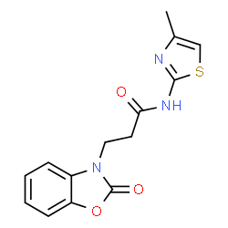 ChemSpider 2D Image | N-(4-Methyl-1,3-thiazol-2-yl)-3-(2-oxo-1,3-benzoxazol-3(2H)-yl)propanamide | C14H13N3O3S