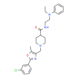 ChemSpider 2D Image | 1-{[2-(3-Chlorophenyl)-5-methyl-1,3-oxazol-4-yl]methyl}-N-{2-[ethyl(phenyl)amino]ethyl}-4-piperidinecarboxamide | C27H33ClN4O2