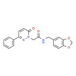 ChemSpider 2D Image | N-(1,3-Benzodioxol-5-ylmethyl)-2-(6-oxo-3-phenyl-1(6H)-pyridazinyl)acetamide | C20H17N3O4