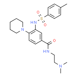 ChemSpider 2D Image | N-[2-(Dimethylamino)ethyl]-3-{[(4-methylphenyl)sulfonyl]amino}-4-(1-piperidinyl)benzamide | C23H32N4O3S