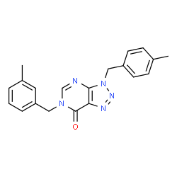 ChemSpider 2D Image | 6-(3-Methylbenzyl)-3-(4-methylbenzyl)-3,6-dihydro-7H-[1,2,3]triazolo[4,5-d]pyrimidin-7-one | C20H19N5O
