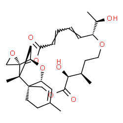 ChemSpider 2D Image | (1'R,2R,3'R,8'R,12'S,13'R,17'R,18'E,20'E,24'R,25'S)-12'-Hydroxy-17'-[(1R)-1-hydroxyethyl]-5',13',25'-trimethyl-11'H,22'H-spiro[oxirane-2,26'-[2,10,16,23]tetraoxatetracyclo[22.2.1.0~3,8~.0~8,25~]heptac
osa[4,18,20]triene]-11',22'-dione | C29H40O9