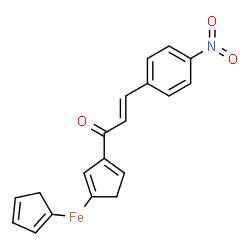 ChemSpider 2D Image | 1,3-Cyclopentadien-1-yl{3-[(2E)-3-(4-nitrophenyl)-2-propenoyl]-1,3-cyclopentadien-1-yl}iron | C19H15FeNO3