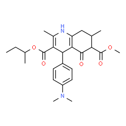 ChemSpider 2D Image | 3-sec-Butyl 6-methyl 4-[4-(dimethylamino)phenyl]-2,7-dimethyl-5-oxo-1,4,5,6,7,8-hexahydro-3,6-quinolinedicarboxylate | C26H34N2O5