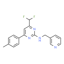 ChemSpider 2D Image | 4-(Difluoromethyl)-6-(4-methylphenyl)-N-(3-pyridinylmethyl)-2-pyrimidinamine | C18H16F2N4