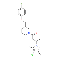 ChemSpider 2D Image | 3-(4-Chloro-3,5-dimethyl-1H-pyrazol-1-yl)-1-{3-[(4-fluorophenoxy)methyl]-1-piperidinyl}-1-butanone | C21H27ClFN3O2