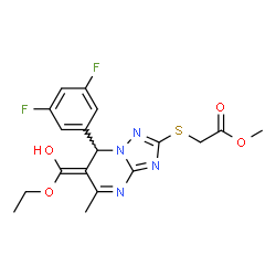 ChemSpider 2D Image | Methyl ({(6Z)-7-(3,5-difluorophenyl)-6-[ethoxy(hydroxy)methylene]-5-methyl-6,7-dihydro[1,2,4]triazolo[1,5-a]pyrimidin-2-yl}sulfanyl)acetate | C18H18F2N4O4S