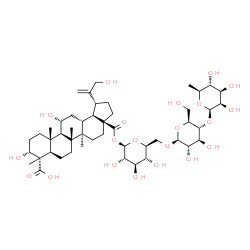 ChemSpider 2D Image | 6-Deoxy-beta-L-mannopyranosyl-(1->4)-beta-L-glucopyranosyl-(1->6)-1-O-[(3alpha,11alpha)-3,11,23,29-tetrahydroxy-23,28-dioxolup-20(30)-en-28-yl]-beta-L-glucopyranose | C48H76O21