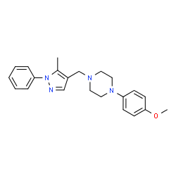 ChemSpider 2D Image | 1-(4-Methoxyphenyl)-4-[(5-methyl-1-phenyl-1H-pyrazol-4-yl)methyl]piperazine | C22H26N4O