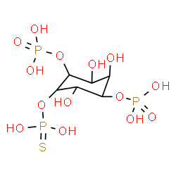 ChemSpider 2D Image | 2,3,5-Trihydroxy-6-(thiophosphonooxy)-1,4-cyclohexanediyl bis[dihydrogen (phosphate)] | C6H15O14P3S