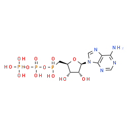 ChemSpider 2D Image | 5'-Deoxy-5'-[hydroxy({hydroxy[(trihydroxyphosphoranyl)oxy]phosphoryl}oxy)phosphoryl]adenosine | C10H18N5O12P3